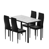 1 Artiss Dining Table and 4 Chairs Set Marble Effect - Close-Up Angle