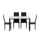 1 Artiss Dining Table and 4 Chairs Set Marble Effect - Side View