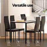 1 Artiss Dining Table and 4 Chairs Set Marble Effect - Top-Down View