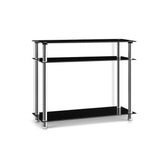 Artiss Console Table Tempered Glass Black - Front View