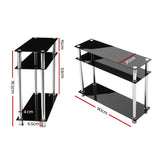 Artiss Console Table Tempered Glass Black - Side View