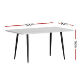 1.5M Artiss Dining Table Marble Effect - Front View