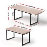 Artiss 2M Extendable Dining Table Kitchen Cafe Lounge Restaurant Tables Natural - Front View