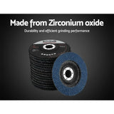 Giantz 100 PCS Zirconia Sanding Flap Disc 5 125mm 80Grit Angle Grinding Wheel - 45-Degree Angle