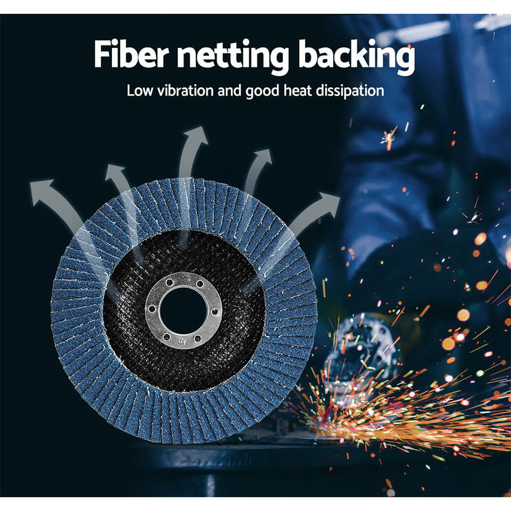 Giantz 100 PCS Zirconia Sanding Flap Disc 5 125mm 80Grit Angle Grinding Wheel