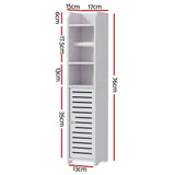 Slim Space-Saving 3-Tier Bathroom Cabinet with Toilet Paper Holder and Organizer - Front View