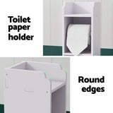 Slim Space-Saving 3-Tier Bathroom Cabinet with Toilet Paper Holder and Organizer - Rear View
