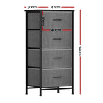 Artiss Chest of 4 Drawers Storage Dresser Tallboy Grey, image 4