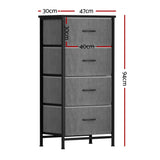 Artiss Chest of 4 Drawers Storage Dresser Tallboy Grey - Front View
