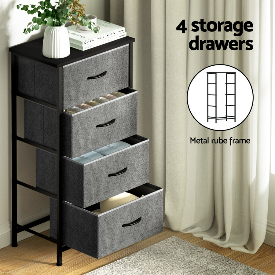 Artiss Chest of 4 Drawers Storage Dresser Tallboy Grey, image 6