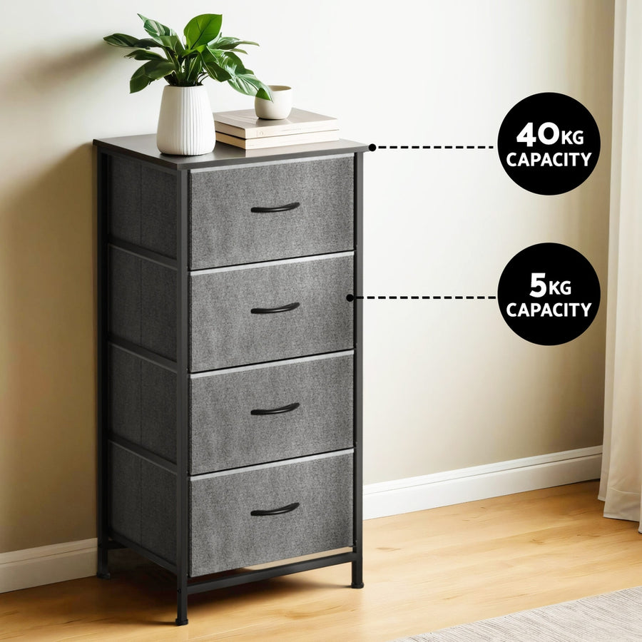 Artiss Chest of 4 Drawers Storage Dresser Tallboy Grey, image 8