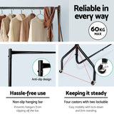 Artiss 2X Clothes Rack Airer Coat Stand 6FT Rail Wheels - Top-Down View
