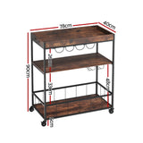 Artiss Kitchen Island Rolling Serving Cart - Top-Down View