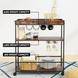 Artiss Kitchen Island Rolling Serving Cart - Close-Up Angle