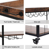 Artiss Kitchen Island Rolling Serving Cart - Low Angle