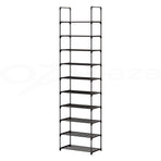 Artiss Dunn 10 tier stackable shoe rack, black powder-coated metal, plastic connectors