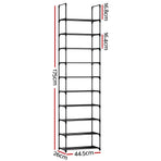 Artiss Dunn 10 tier stackable shoe rack, black powder-coated metal, stackable tiers