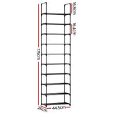 Artiss 10-Tier Stackable Shoe Rack - Black Dunn Storage Solution - Side View