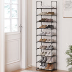 Artiss Dunn 10 tier stackable shoe rack, black powder-coated metal