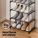 Artiss 10-Tier Stackable Shoe Rack - Black Dunn Storage Solution - Rear View