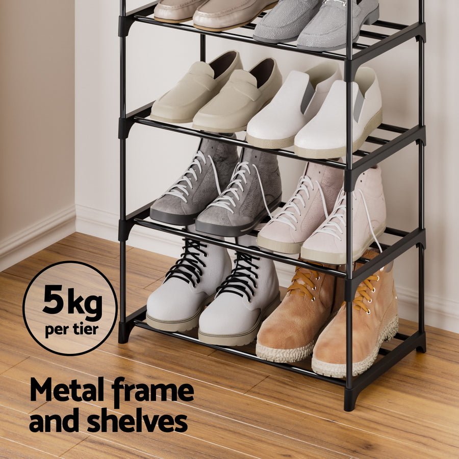 Artiss Dunn 10 tier stackable shoe rack, black powder-coated metal, image 7