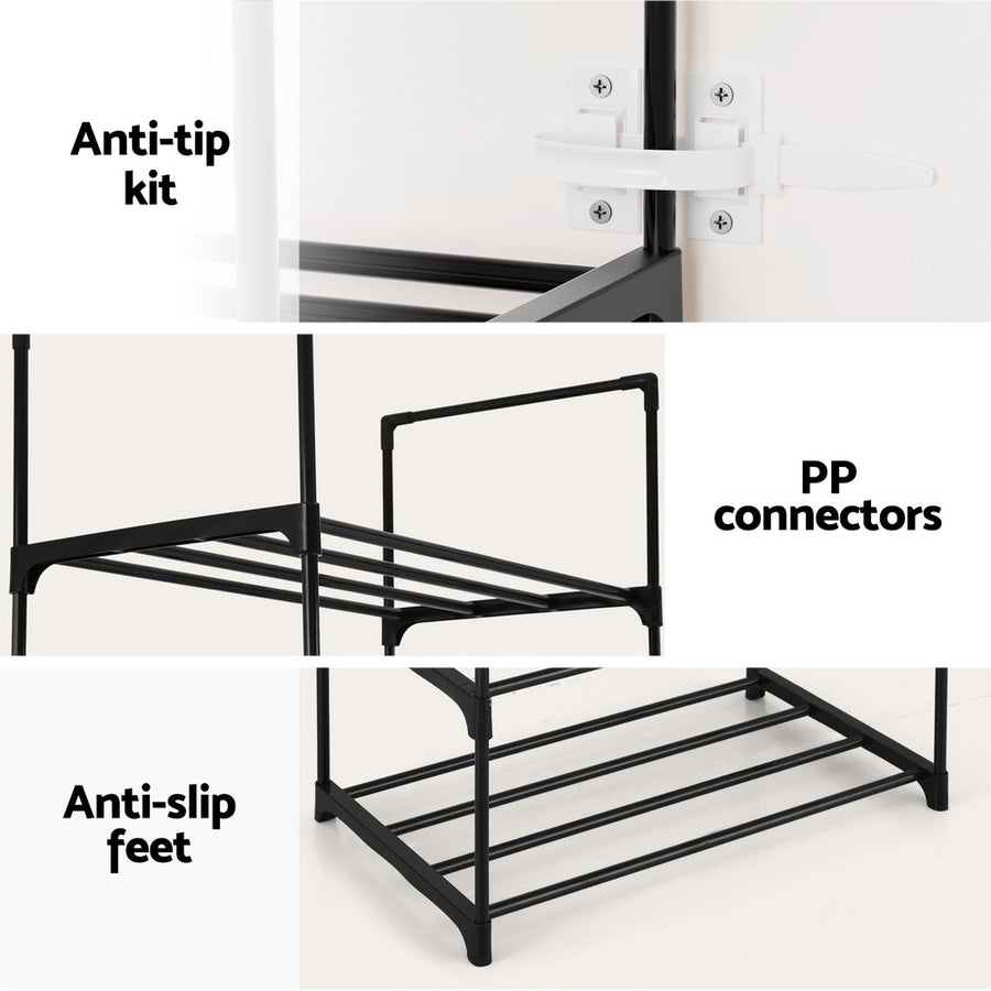 Artiss Dunn 10 tier stackable shoe rack, black powder-coated metal, image 8