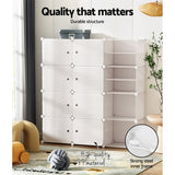 Artiss Shoe Rack DIY 12 Storage Cube Stackable White - Top-Down View