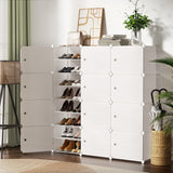 Artiss Shoe Rack DIY 12 Storage Cube Stackable White - Low Angle