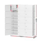 Artiss Shoe Rack Storage Cabinet DIY 15 Storage Cube Stackable White - Top-Down View