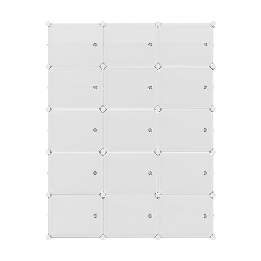 Artiss Shoe Rack Storage Cabinet DIY 15 Storage Cube Stackable White, image 5