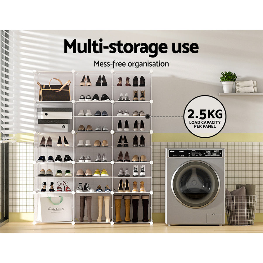 Artiss Shoe Rack Storage Cabinet DIY 15 Storage Cube Stackable White, image 6