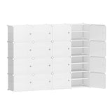 Artiss Shoe Rack DIY 16 Storage Cube Stackable White - Side View