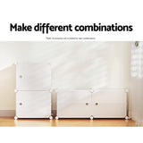 Artiss Shoe Rack DIY Set of 2 Storage Cube Stackable White - Low Angle