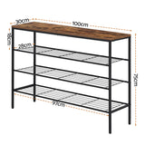 Artiss Shoe Rack 4 tier Storage Organiser Walnut - Side View