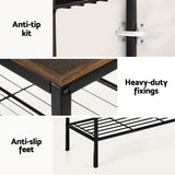 Artiss Shoe Rack 4 tier Storage Organiser Walnut - Close-Up Angle