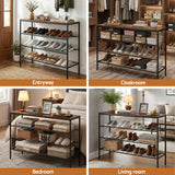 Artiss Shoe Rack 4 tier Storage Organiser Walnut - Low Angle