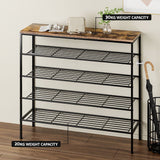 Artiss Shoe Rack 5-tier 25 Pairs Walnut Bob - Rear View