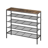 Artiss Shoe Rack 5-tier 25 Pairs Walnut Bob - Close-Up Angle