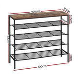 Artiss Shoe Rack 5-tier 25 Pairs Walnut Bob - Low Angle