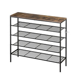 Artiss Shoe Rack 5-tier 25 Pairs Walnut Bob - Side View