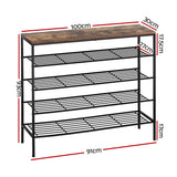 Artiss Shoe Rack 5-tier 25 Pairs Walnut Bob - Top-Down View