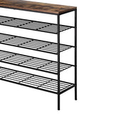 Artiss Shoe Rack 5-tier 25 Pairs Walnut Bob - 45-Degree Angle