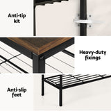 Artiss Shoe Rack 5-tier 25 Pairs Walnut Bob - Close-Up Angle