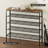 Artiss Shoe Rack 5-tier 25 Pairs Walnut Bob - Low Angle