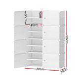 Artiss Shoe Box DIY Set of 8 Storage Cube Stackable White - Top-Down View