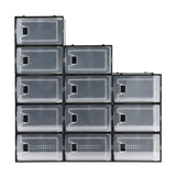 Artiss Shoe Storage Box DIY Set of 12 Stackable Black - Top-Down View