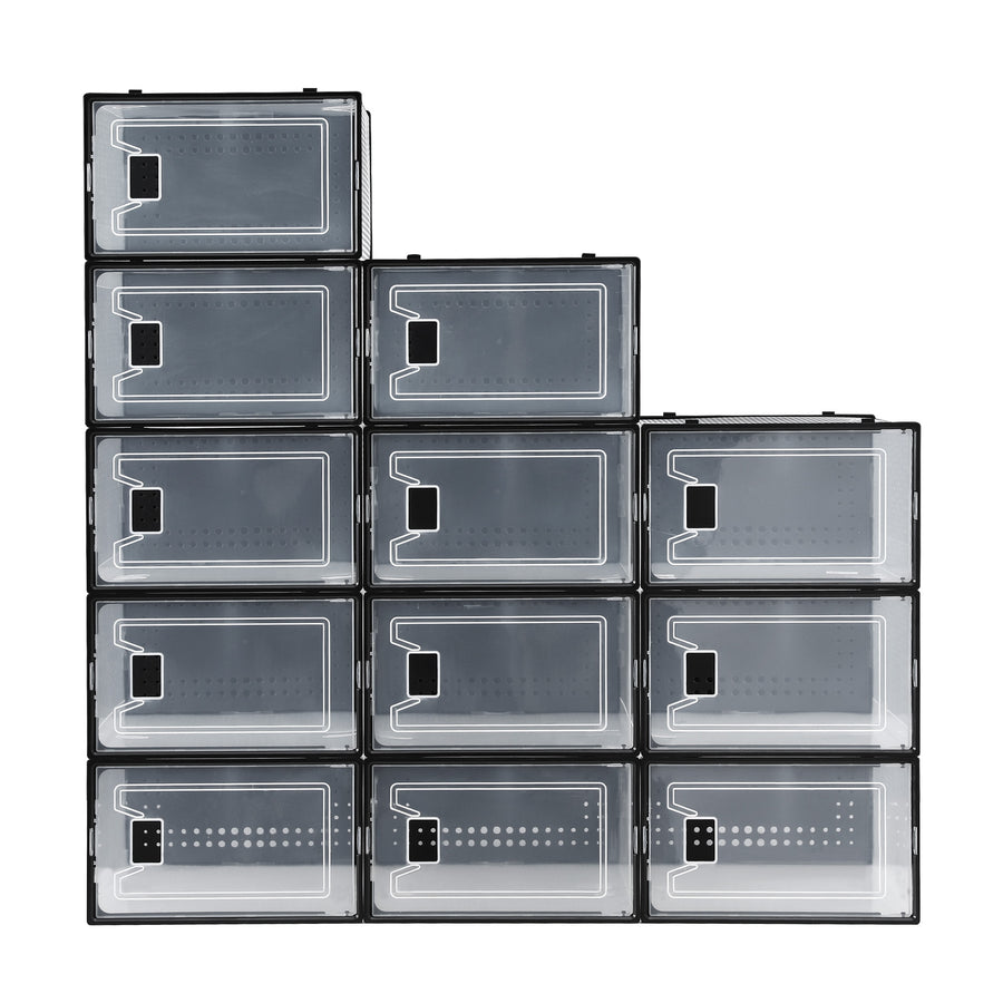 Artiss Shoe Storage Box DIY Set of 12 Stackable Black