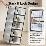 Artiss Shoe Storage Box DIY Set of 12 Stackable Black - 45-Degree Angle