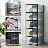 Artiss Shoe Storage Box DIY Set of 12 Stackable Black - Close-Up Angle