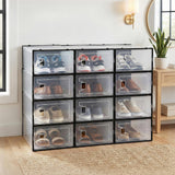 Artiss Shoe Storage Box DIY Set of 12 Stackable Black - Extra Image